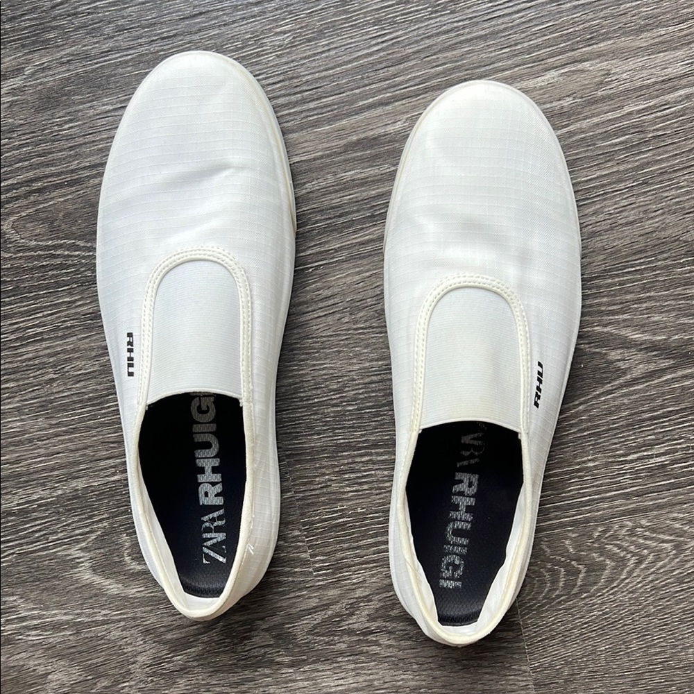 White Slip-On Loafers with Elastic Panels